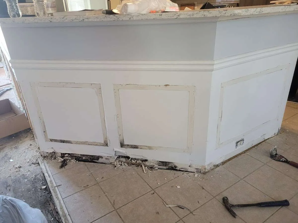 Water damage and mold on kitchen during Storm Damage Restoration in Sewickley